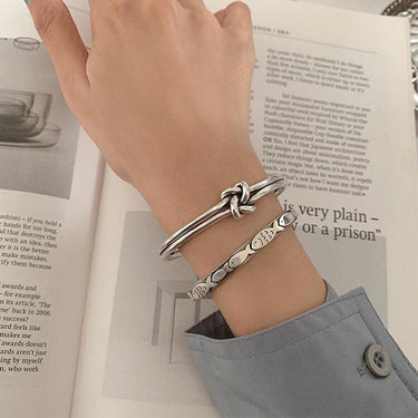 Thai Silver Knot Bracelet + Fish Bangle